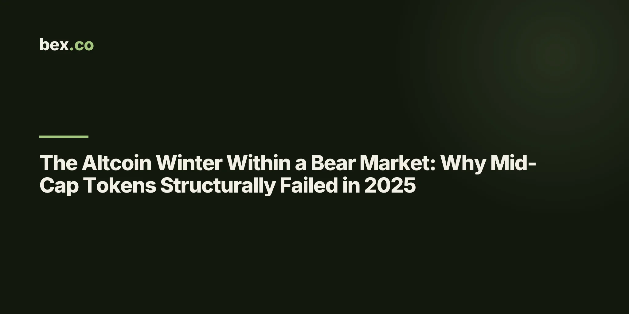 The Altcoin Winter Within a Bear Market: Why Mid-Cap Tokens Structurally Failed in 2025