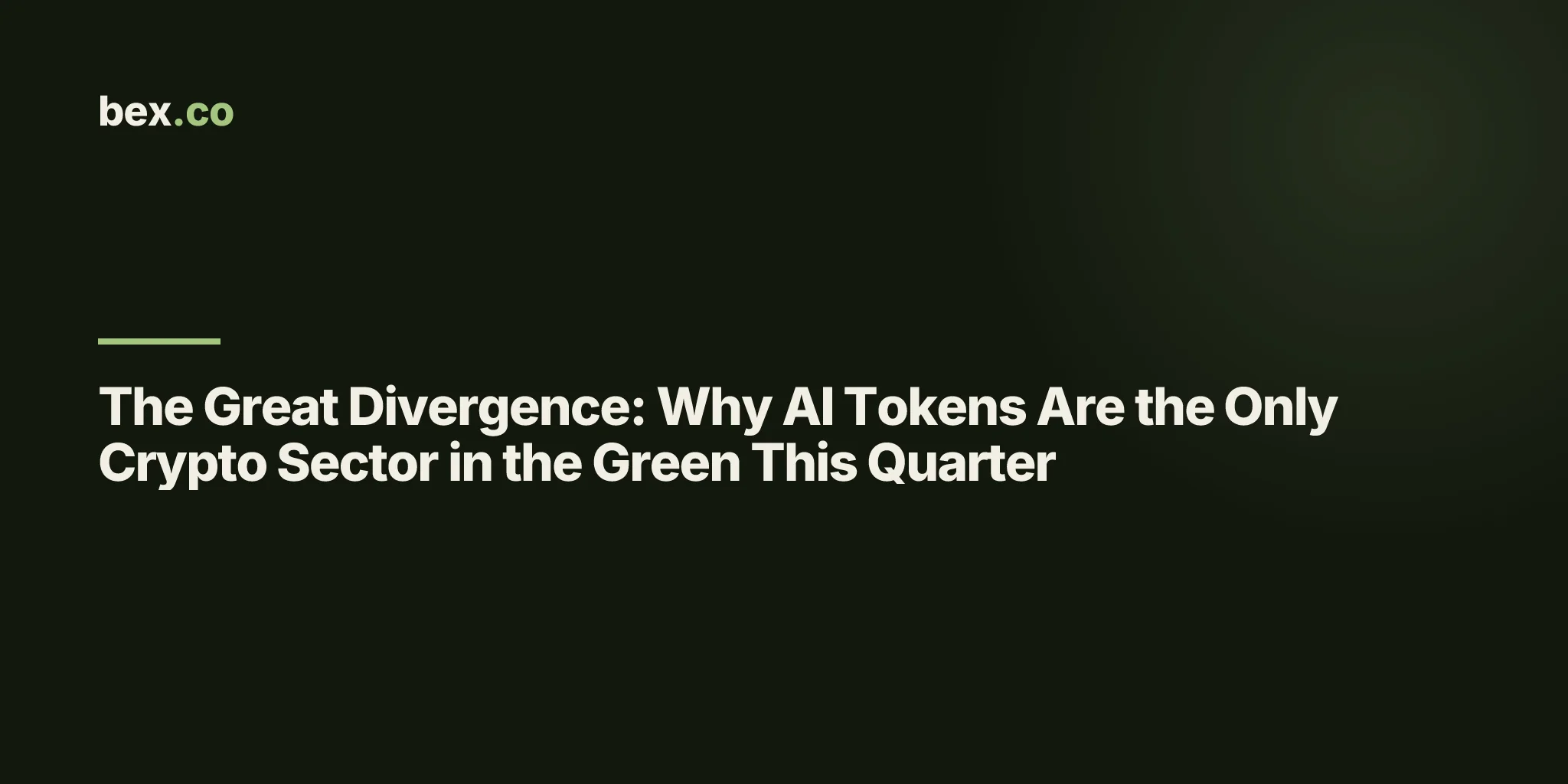 The Great Divergence: Why AI Tokens Are the Only Crypto Sector in the Green This Quarter