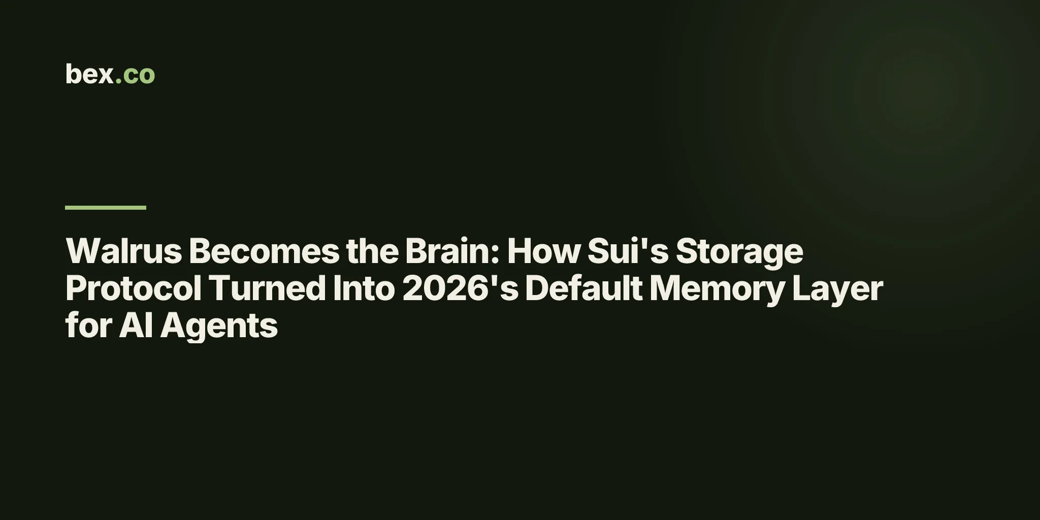 Walrus Becomes the Brain: How Sui's Storage Protocol Turned Into 2026's Default Memory Layer for AI Agents