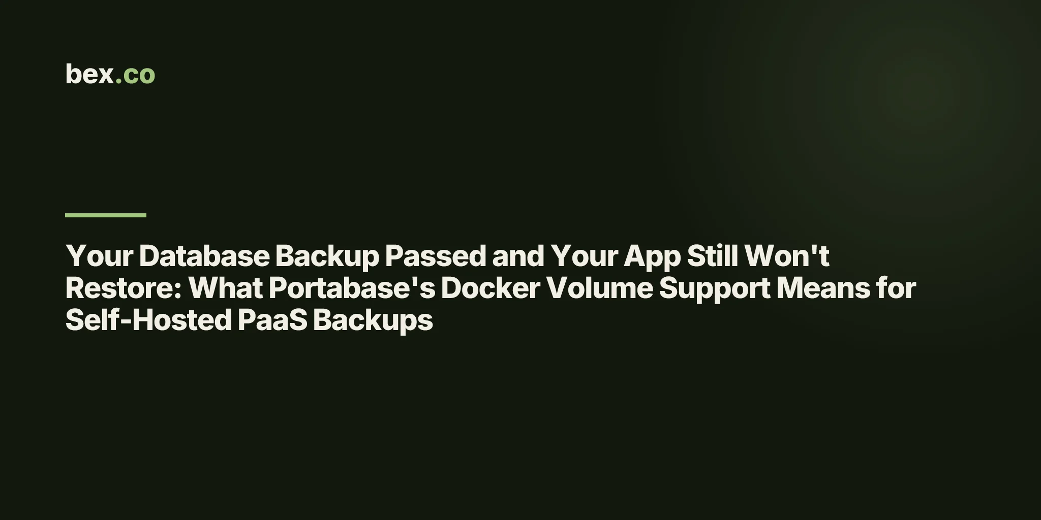 Your Database Backup Passed and Your App Still Won't Restore: What Portabase's Docker Volume Support Means for Self-Hosted PaaS Backups