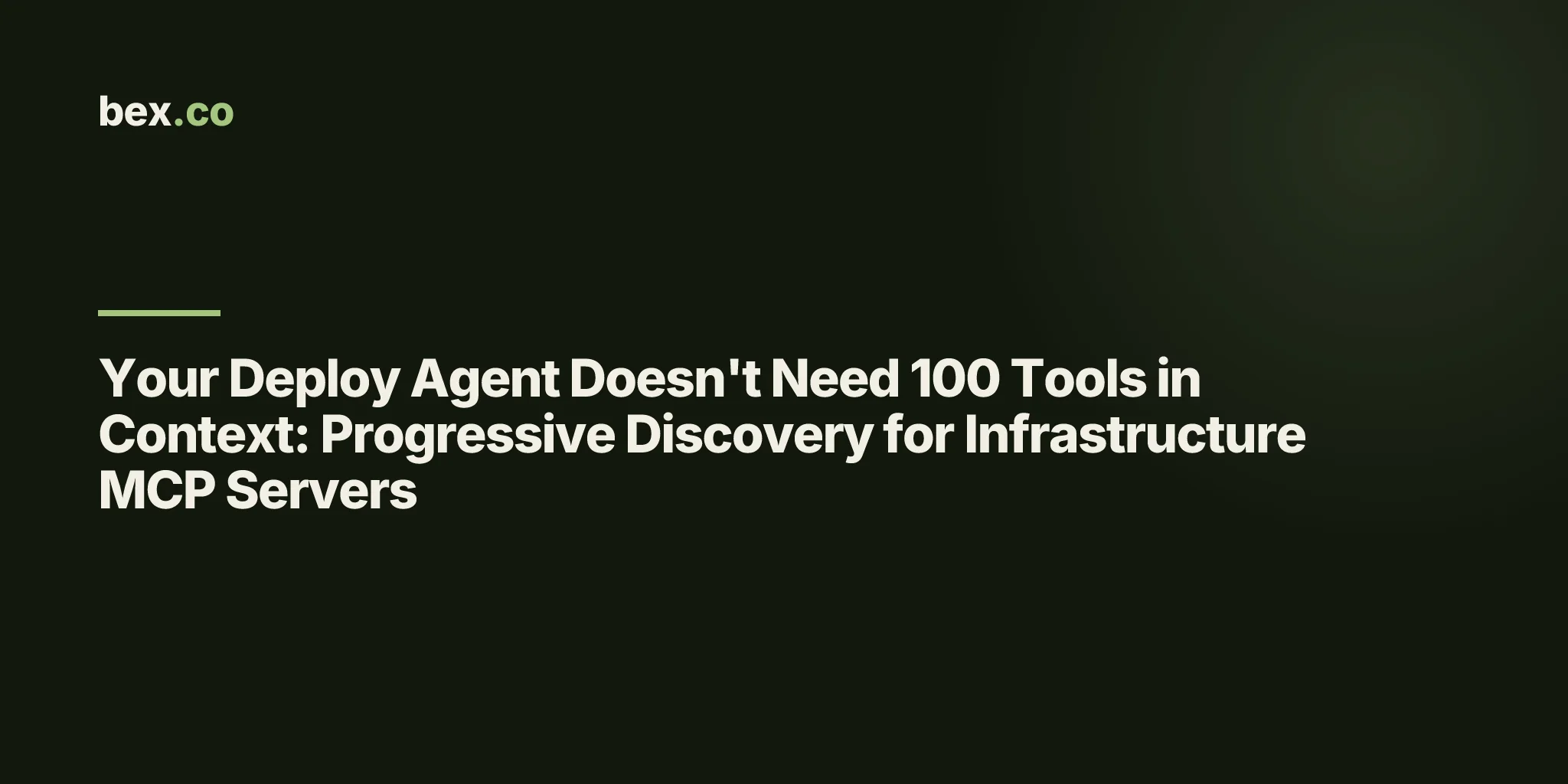Your Deploy Agent Doesn't Need 100 Tools in Context: Progressive Discovery for Infrastructure MCP Servers