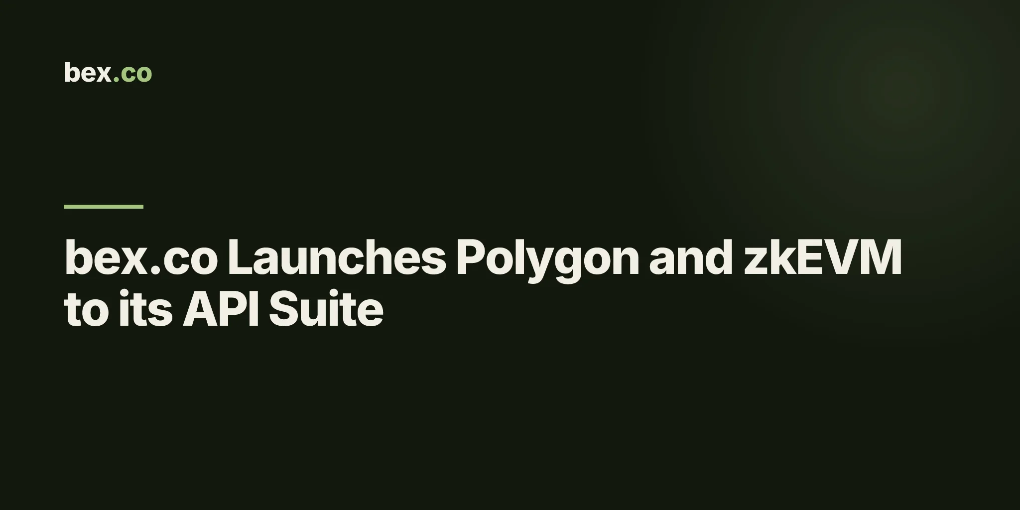 bex.co Launches Polygon and zkEVM to its API Suite